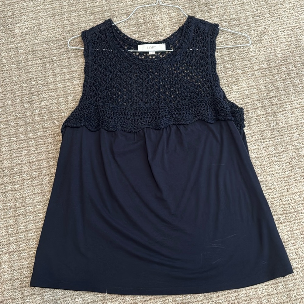 Loft Navy Blue Tank Top Size Medium
